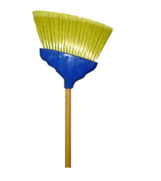 Angle Broom, Yellow w/Brown Handle
