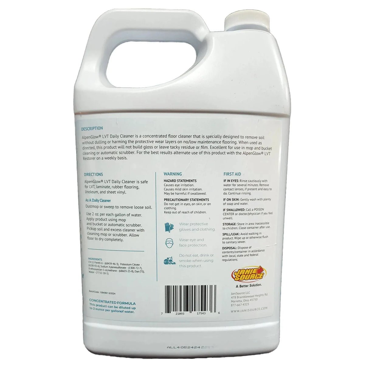 Alpenglow LVT Daily Cleaner – Fragrance-Free, Concentrated Floor Cleaner for Luxury Vinyl Tile & Commercial Use (1 Gallon)