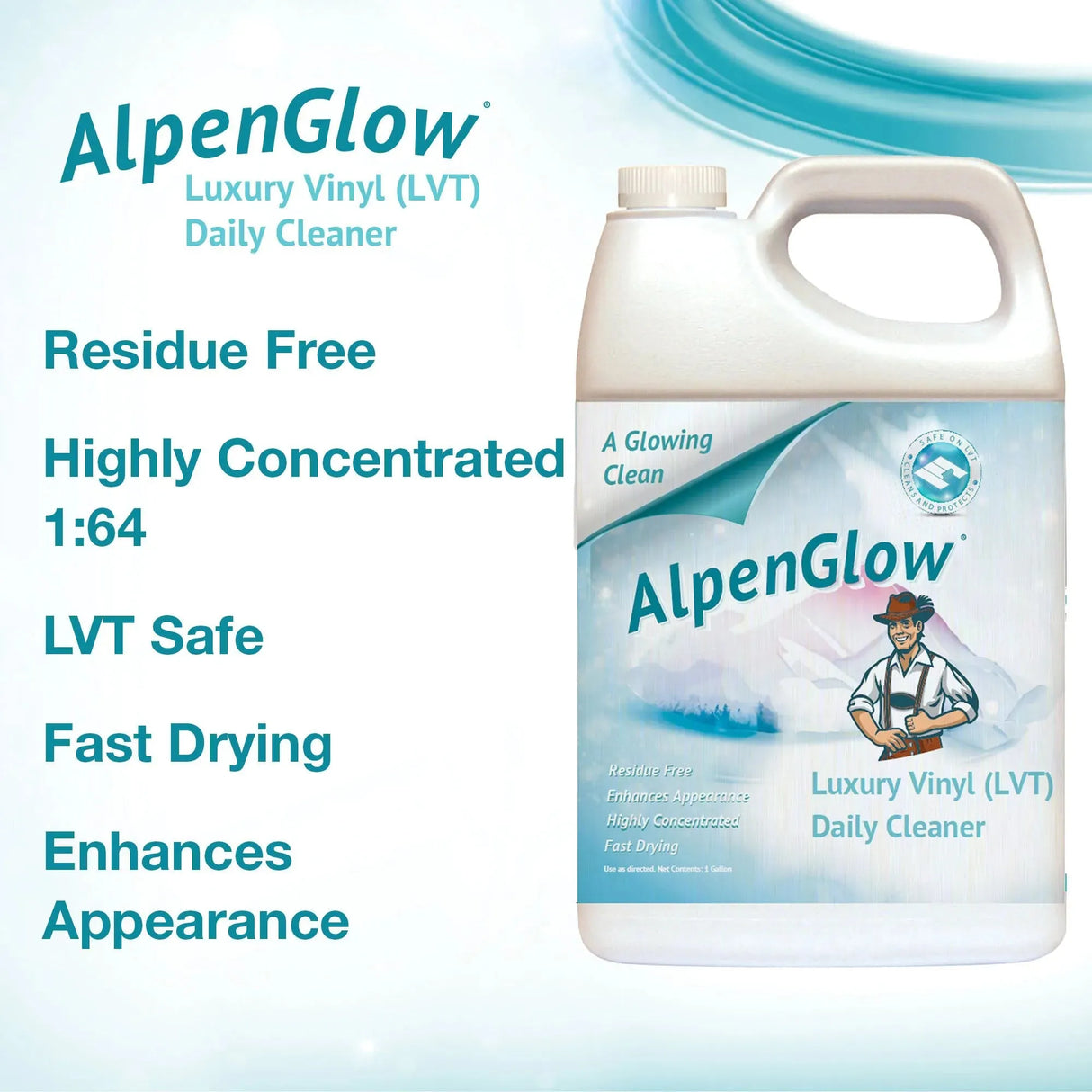 Alpenglow LVT Daily Cleaner – Fragrance-Free, Concentrated Floor Cleaner for Luxury Vinyl Tile & Commercial Use (1 Gallon)