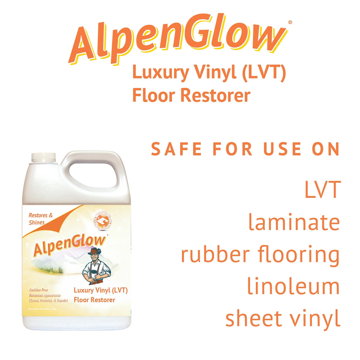 Alpenglow Luxury Vinyl Floor Restorer – Concentrated Cleaner for LVT & Vinyl (1 Gallon)