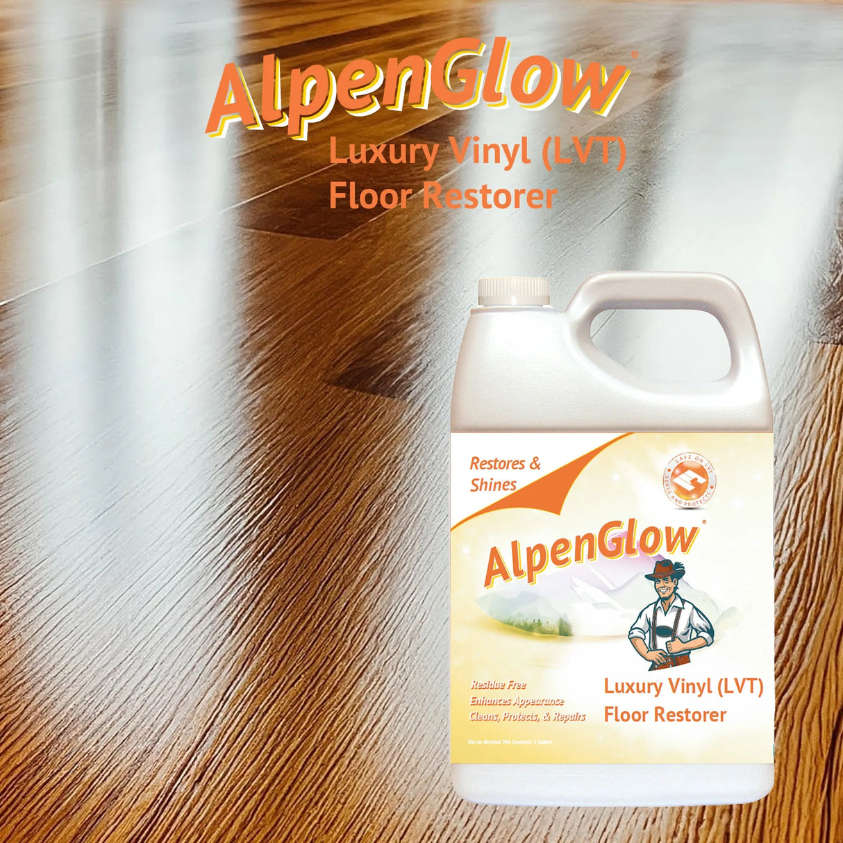 Alpenglow Luxury Vinyl Floor Restorer – Concentrated Cleaner for LVT & Vinyl (1 Gallon)