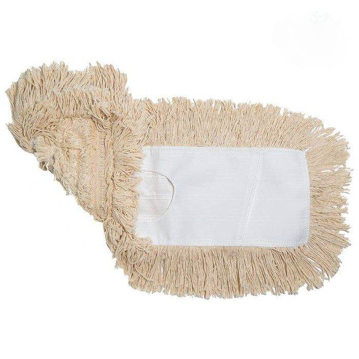 Disposable Dust Mop, White Cut-End yarn; Slot Pocket Backing, 36" x 5"