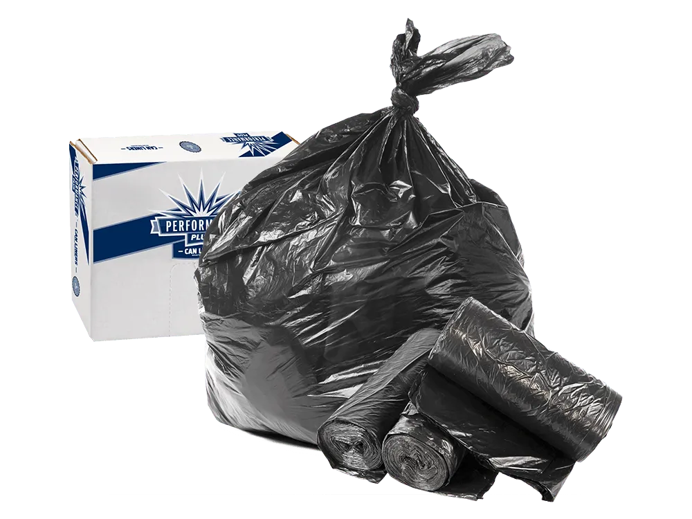 Performance Plus 2.0EQ Mil 33 Gal Low Density Can Liner, 33" x 39", Black - Case of 100