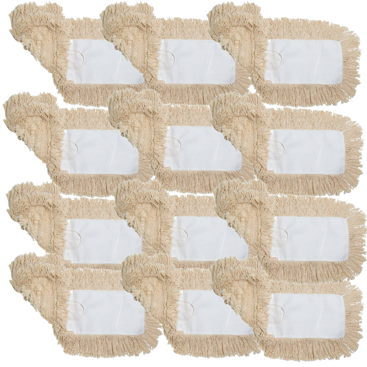 Disposable Dust Mop, White Cut-End yarn; Slot Pocket Backing, 36" x 5"