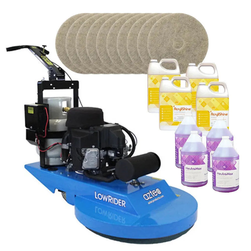 Aztec Products Aztec 24" LowRider High Speed Propane Burnisher (070-24-LR) Package W/ Pads & Chemicals