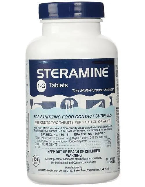 Edwards Councilor 1 X Steramine Quaternary Sanitizing Tablets - 150 Sanitizer Tablets per bottle