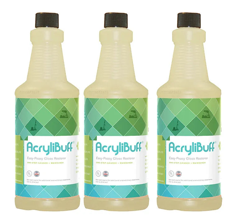 JaniSource AcryliBuff Spray On Spray Buff Floor Gloss Restorer, 1 Quart (3-Pack)