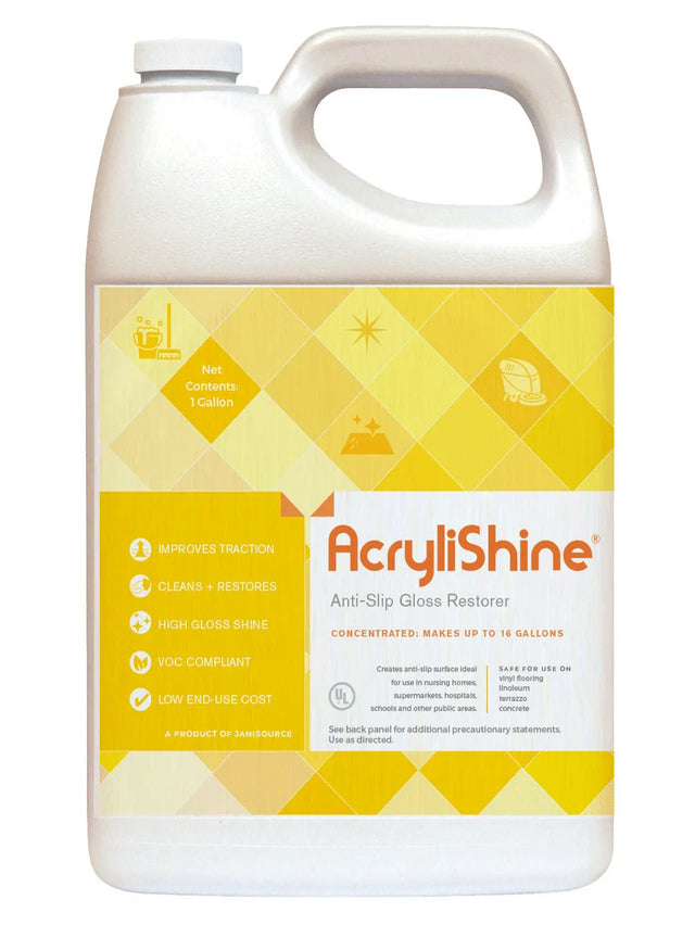 JaniSource AcryliShine Concentrated UHS Floor Cleaner & Restorer, 1 Gallon