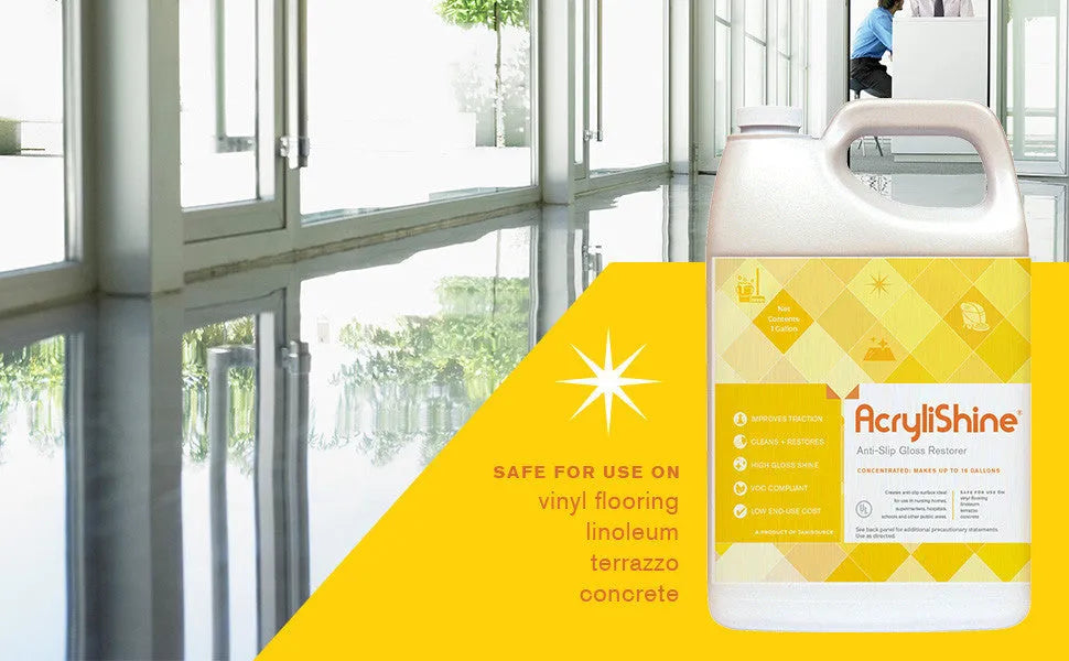 JaniSource AcryliShine Concentrated UHS Floor Cleaner & Restorer, 1 Gallon