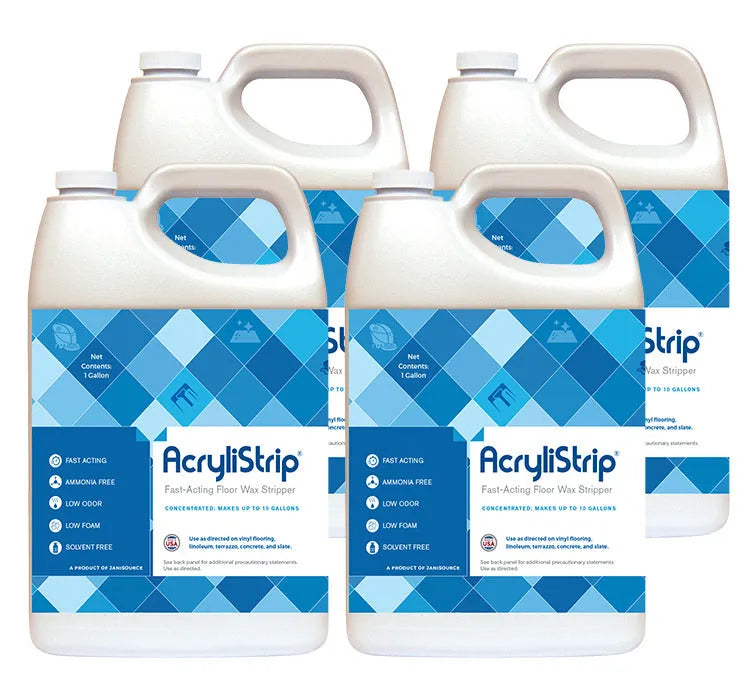 JaniSource AcryliStrip Commercial Floor Wax & Finish Stripper Concentrate - Case of 4 Gallons