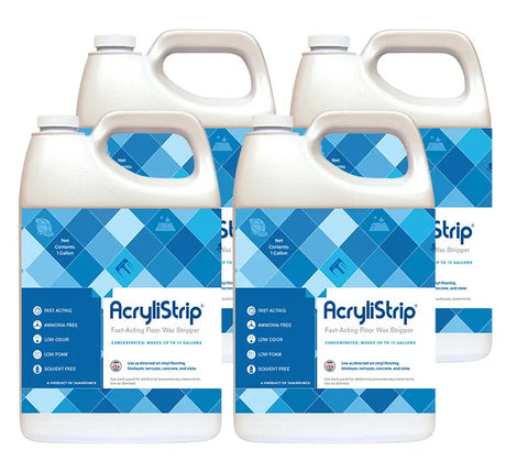 JaniSource AcryliStrip Commercial Floor Wax & Finish Stripper Concentrate - Case of 4 Gallons