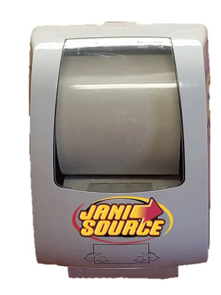 JaniSource Ad Line Mechanical Towel Dispenser, 12.05" x 10.18" x 15.99", White (Each)