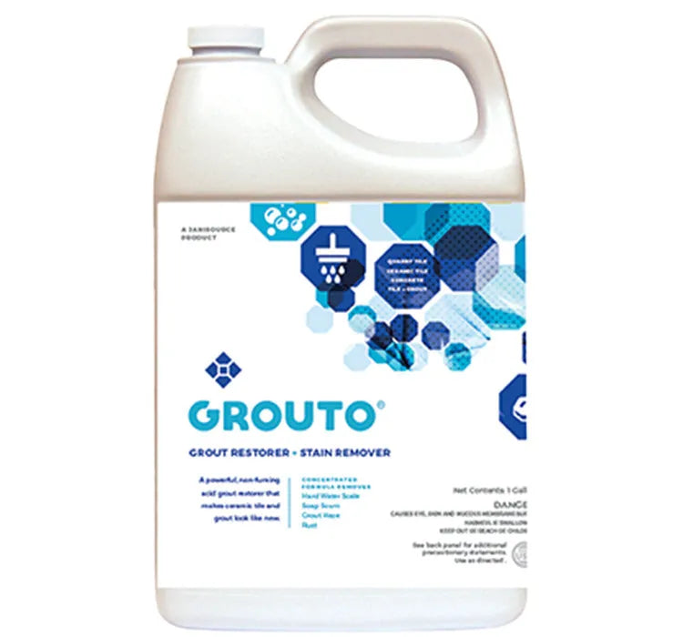 JaniSource Grouto Grout Restorer & Stain Remover, Industrial Strength, Foaming Action, Concentrate, 1 Gallon