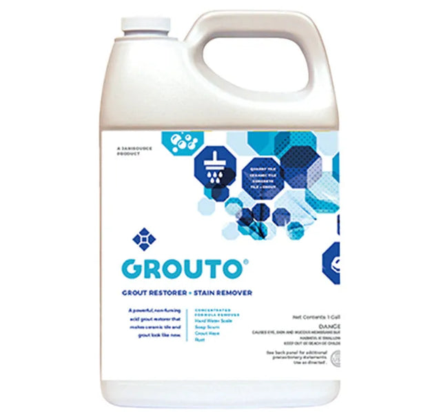 JaniSource Grouto Grout Restorer & Stain Remover, Industrial Strength, Foaming Action, Concentrate, 1 Gallon