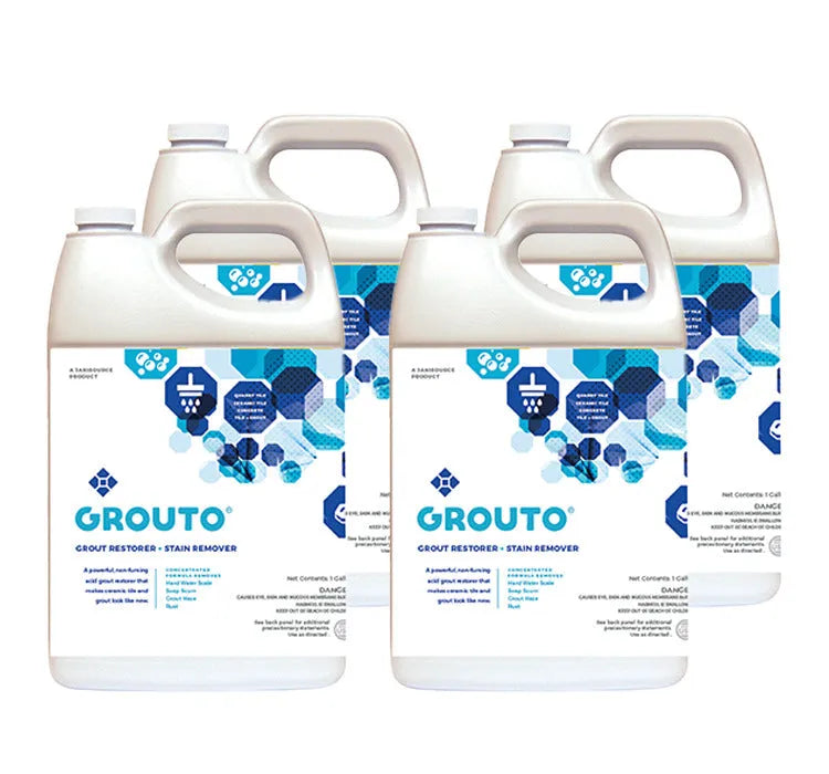 JaniSource Grouto Grout Restorer & Stain Remover, Industrial Strength, Foaming Action, Concentrate (Case of 4)
