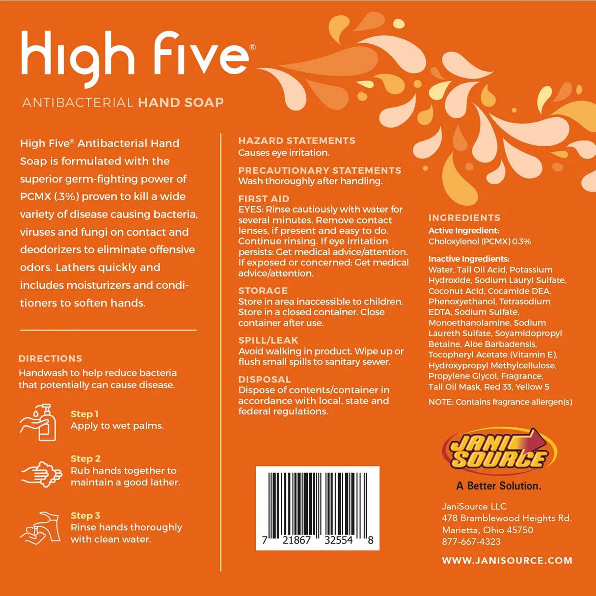 JaniSource HighFive Antibacterial Hand Soap, 1 Gallon