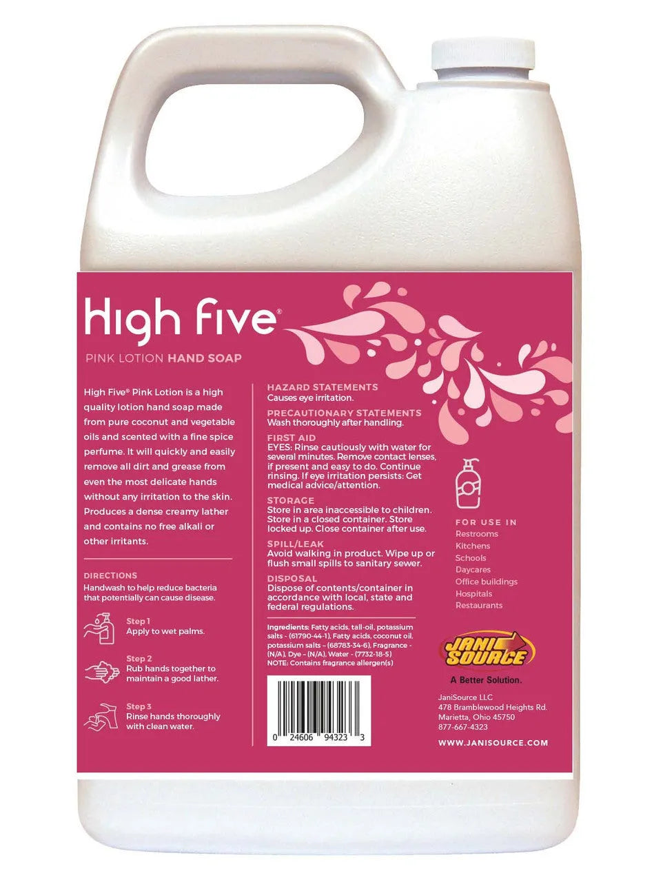 JaniSource HighFive Pink Lotion Hand Soap, 1 Gallon
