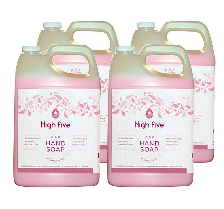 JaniSource HighFive Pink Lotion Hand Soap, Case of 4 Gallons