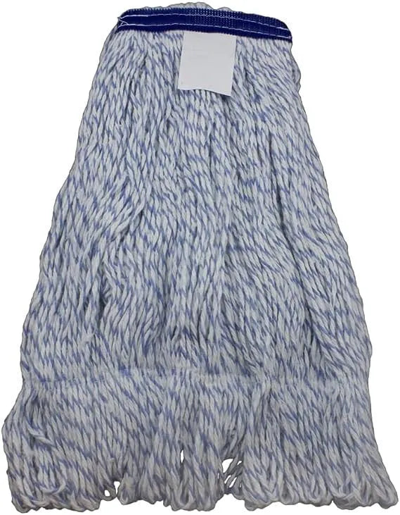 JaniSource JaniMop Rayon Finish Mop, Blue/White Blended Yard, Large, Each