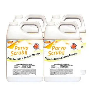 JaniSource ParvoScrub II 1:256 Super Concentrate Disinfectant, Kills Human Coronavirus, Deodorant & Kennel Cleaner, 1 Gallon (Case of 4)