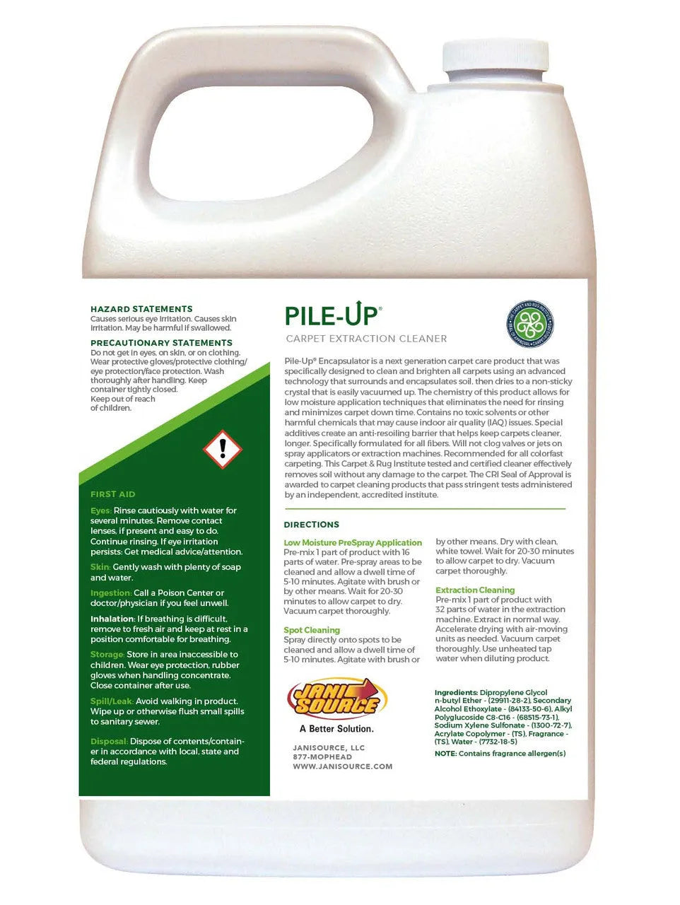 JaniSource PileUP Eco Encapsulating Carpet Cleaner Concentrate - 1 Gallon (Each)