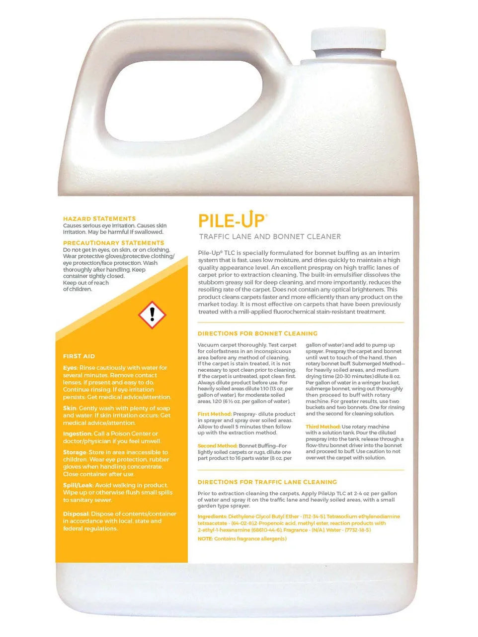 JaniSource PileUp TLC: Traffic Lane & Bonnet Cleaner 8oz/Gal SUPER Concentrate, 1 Gallon