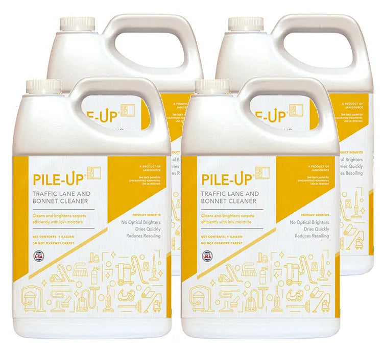 JaniSource PileUp TLC: Traffic Lane & Bonnet Cleaner 8oz/Gal SUPER Concentrate  Case of 4 Gallons