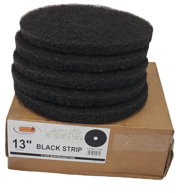 JaniSource Round Black Stripping Floor Pads, 13-Inch Dia (Case of 5)