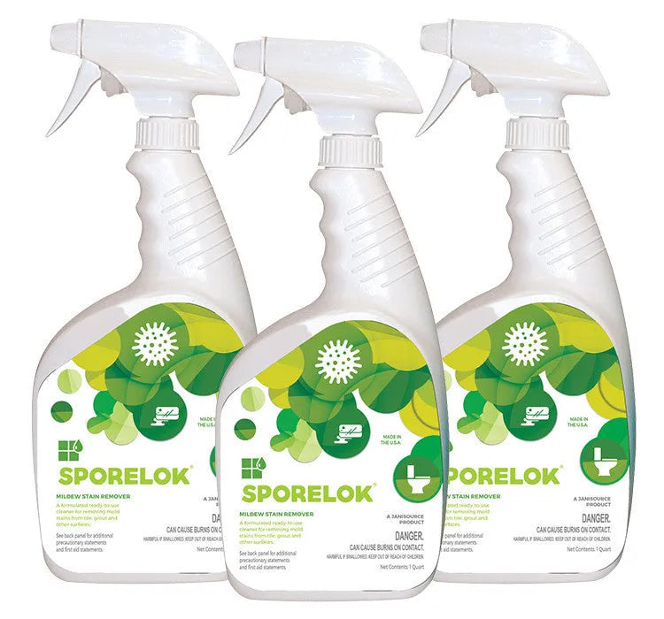 JaniSource Sporelok Mildew Stain Remover, Ready To Use Spray, 1 Quart (3-Pack)