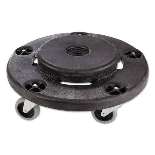 Rubbermaid  Commercial Rubbermaid Commercial Brute Round Twist On/off Dolly, 250 Lb Capacity, 18" Dia X 6.63"h, Fits 20-55 Gallon Brute Containers, Black, Rcp264000bk