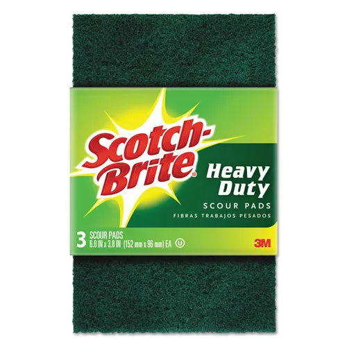 Scotch-Brite Heavy-Duty Scour Pad, 3.8 x 6, Green, 10/Carton