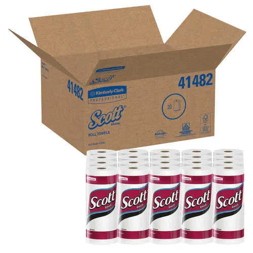 Scott 41482 Kitchen Roll Towels, 128 Sheets/Roll (20 Rolls)