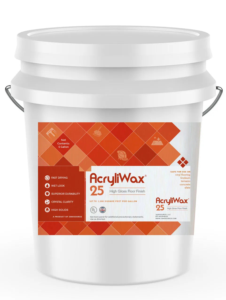 JaniSource AcryliWax 25 High-Gloss Floor Finish – Case Of 4 Gallons