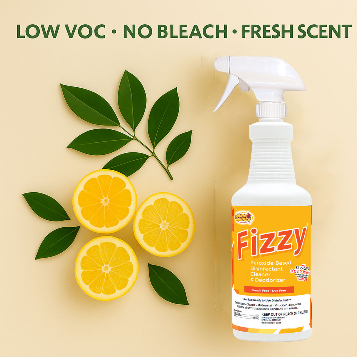 Fizzy RTU Peroxide Disinfectant Cleaner – 32 oz Quart