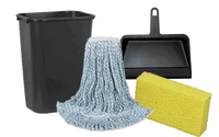 mops, dust pants, sponges
