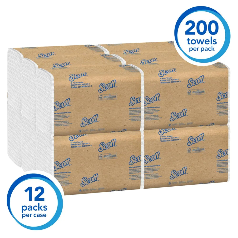 Kimberly-Clark Scott 01510 White C-Fold Towels, Case of 2400 (12/200)