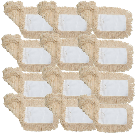 Disposable Dust Mop, White Cut-End yarn; Slot Pocket Backing, 36" x 5"