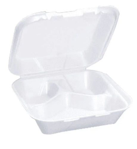  Genpak SN243VW Valueware 3 comp. hinged container 8"x8"x3" w/Snap Lock Double Closure  (Case of 200) 