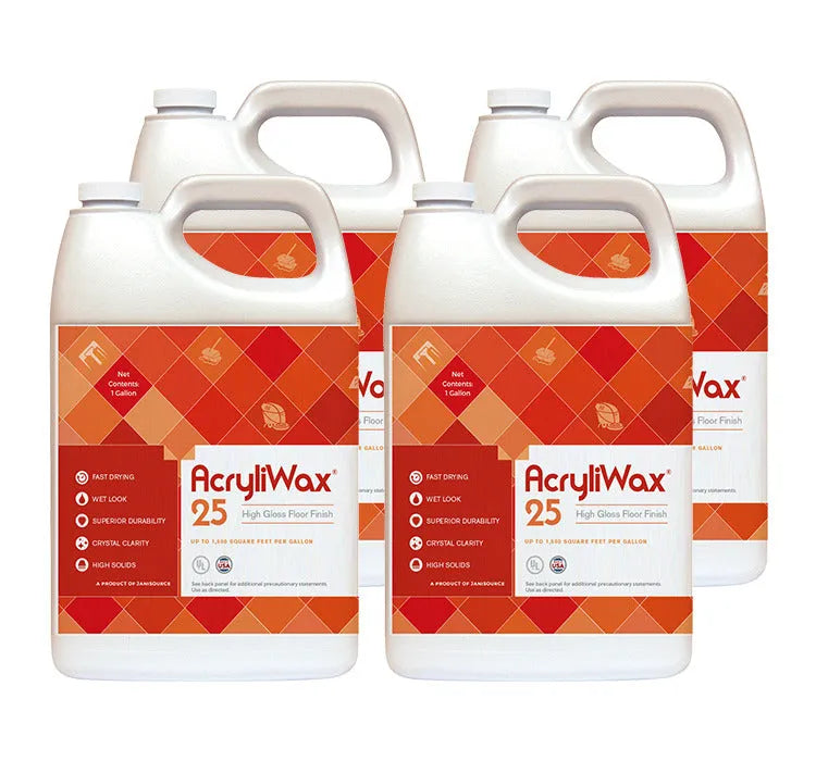 JaniSource AcryliWax 25 High-Gloss Commercial Floor Finish - Case of 4 Gallons 