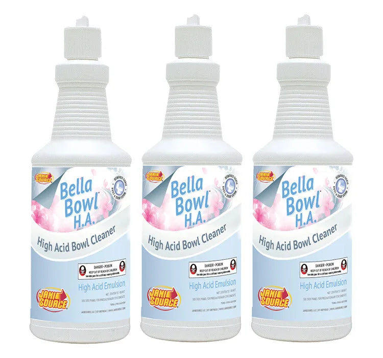 JaniSource BellaBowl HA High Acid Toilet Bowl Cleaner, 1 Quart (3-Pack) 