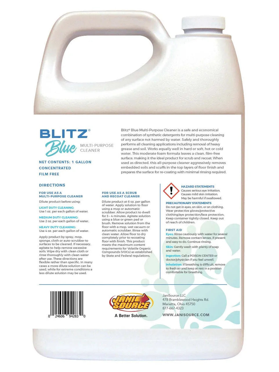JaniSource BlitzBlue - All Purpose Cleaner Degreaser 1:128 - 1 Gallon 