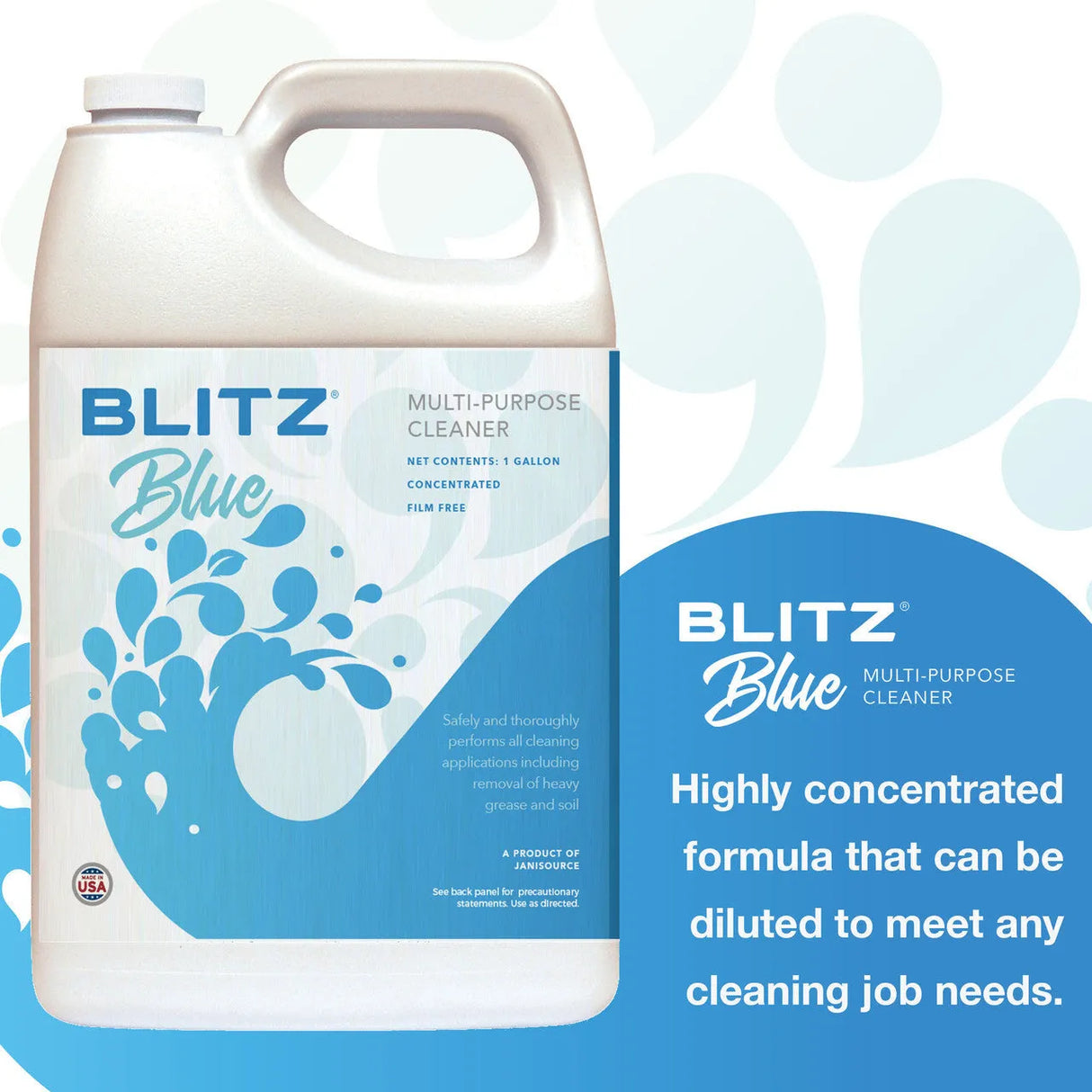 JaniSource BlitzBlue - All Purpose Cleaner Degreaser 1:128 - 1 Gallon 