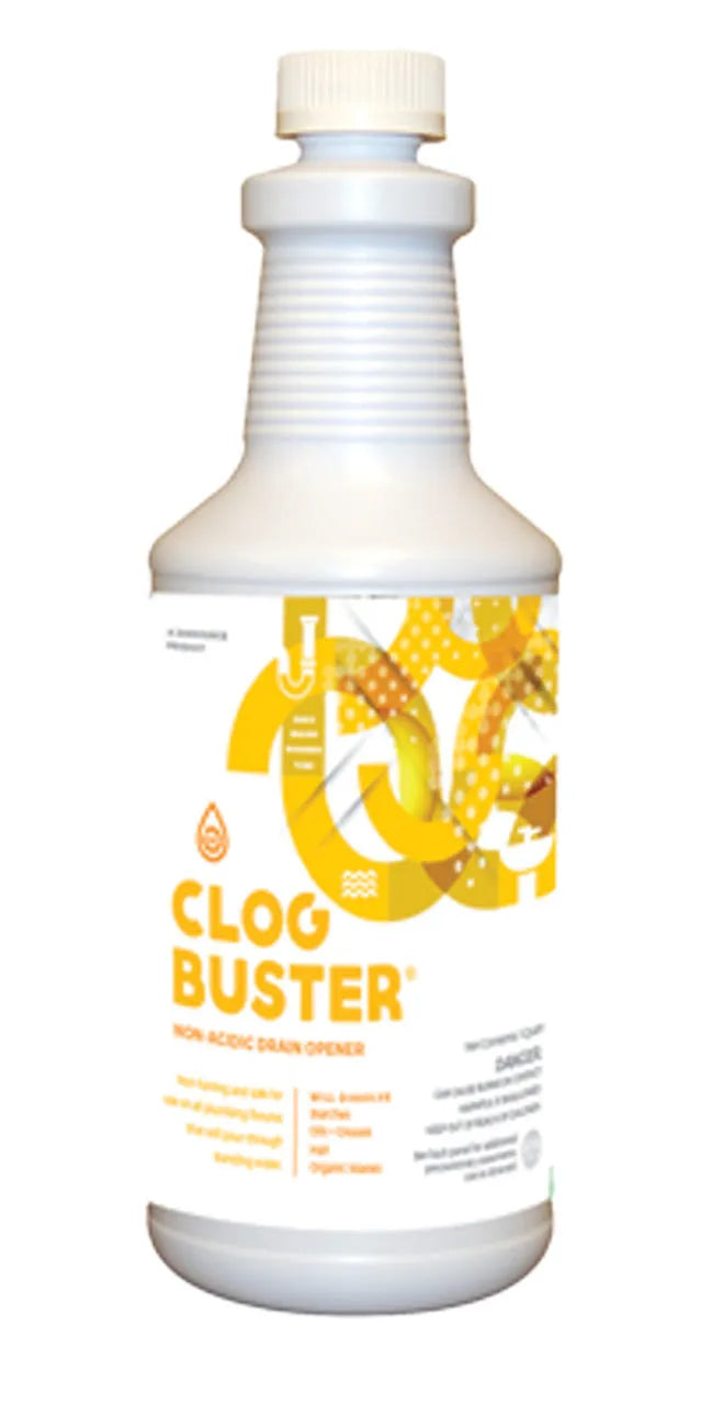 JaniSource ClogBuster Liquid Drain Opener and Clog Remover, Commercial Grade, 1 Quart 