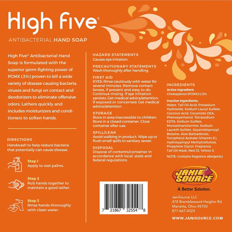 JaniSource HighFive Antibacterial Hand Soap, 1 Gallon 