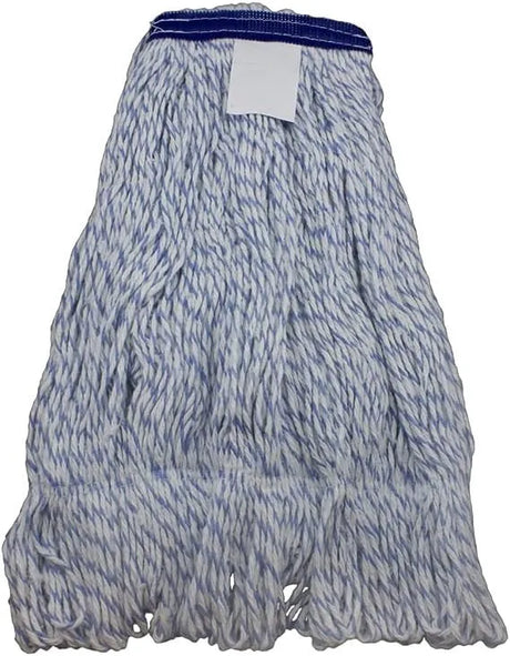 JaniSource JaniMop Rayon Finish Mop, Blue/White Blended Yard, Large, Each 