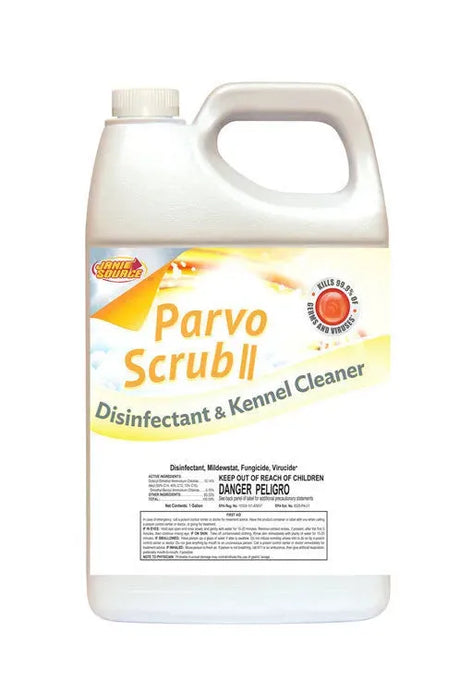JaniSource ParvoScrub II 1:256 Super Concentrate Kennel Disinfectant, Cleaner, & Deodorant, Kills Human Coronavirus, 1 Gallon 