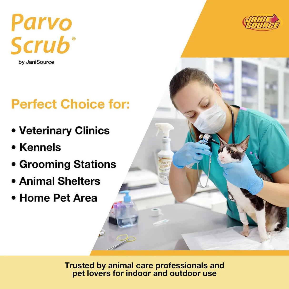 JaniSource ParvoScrub II 1:256 Super Concentrate Kennel Disinfectant, Cleaner, & Deodorant, Kills Human Coronavirus, 1 Gallon 