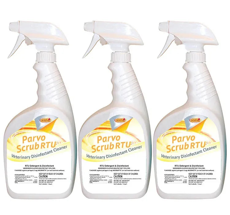 JaniSource ParvoScrub RTU: Veterinary Disinfectant, Cleaner, & Deodorizer, Kills Human Coronavirus, 1 Quart (3-Pack) 
