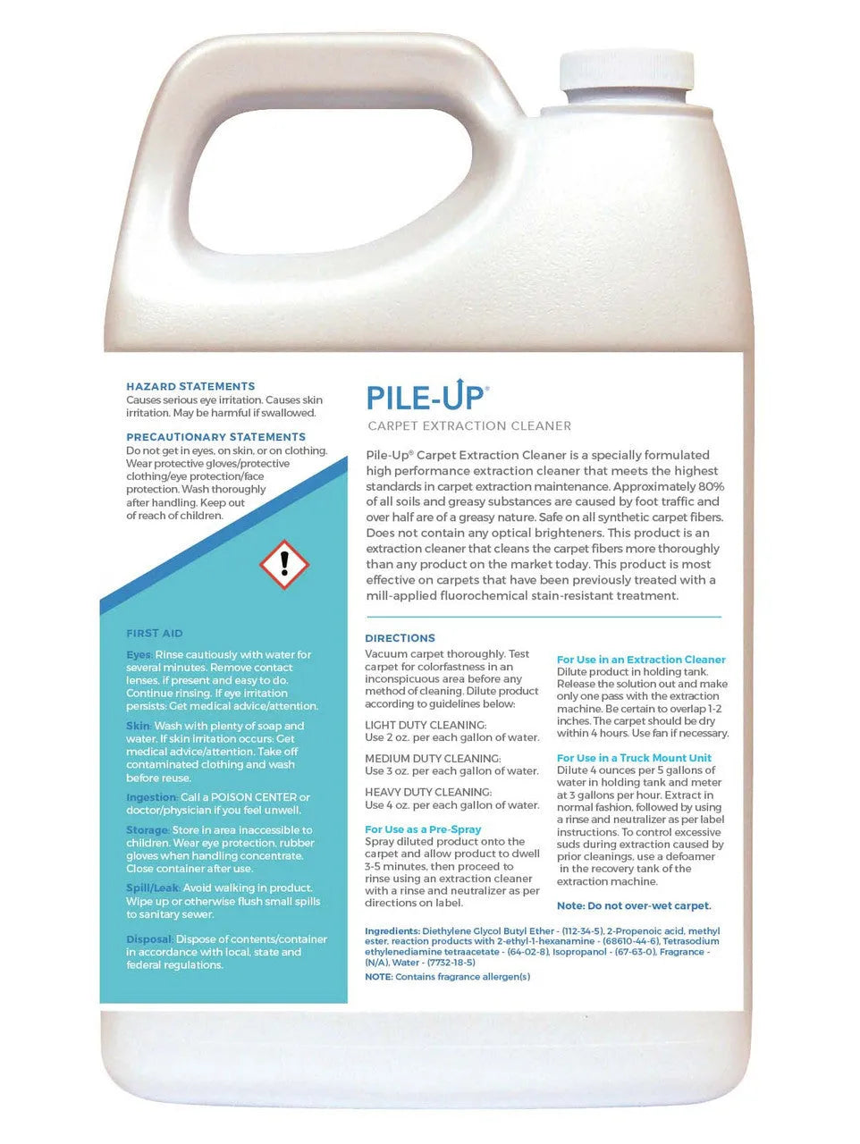 JaniSource PileUp Concentrated Carpet Extraction Cleaner 2-4 oz/Gal, 1 Gallon 