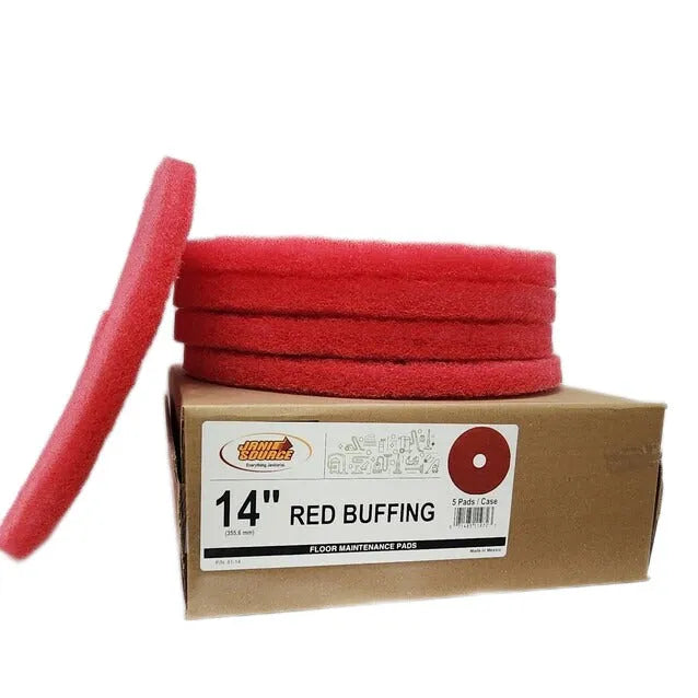  JaniSource Red Buffing Floor Pads, 14-Inch (Case of 5) 